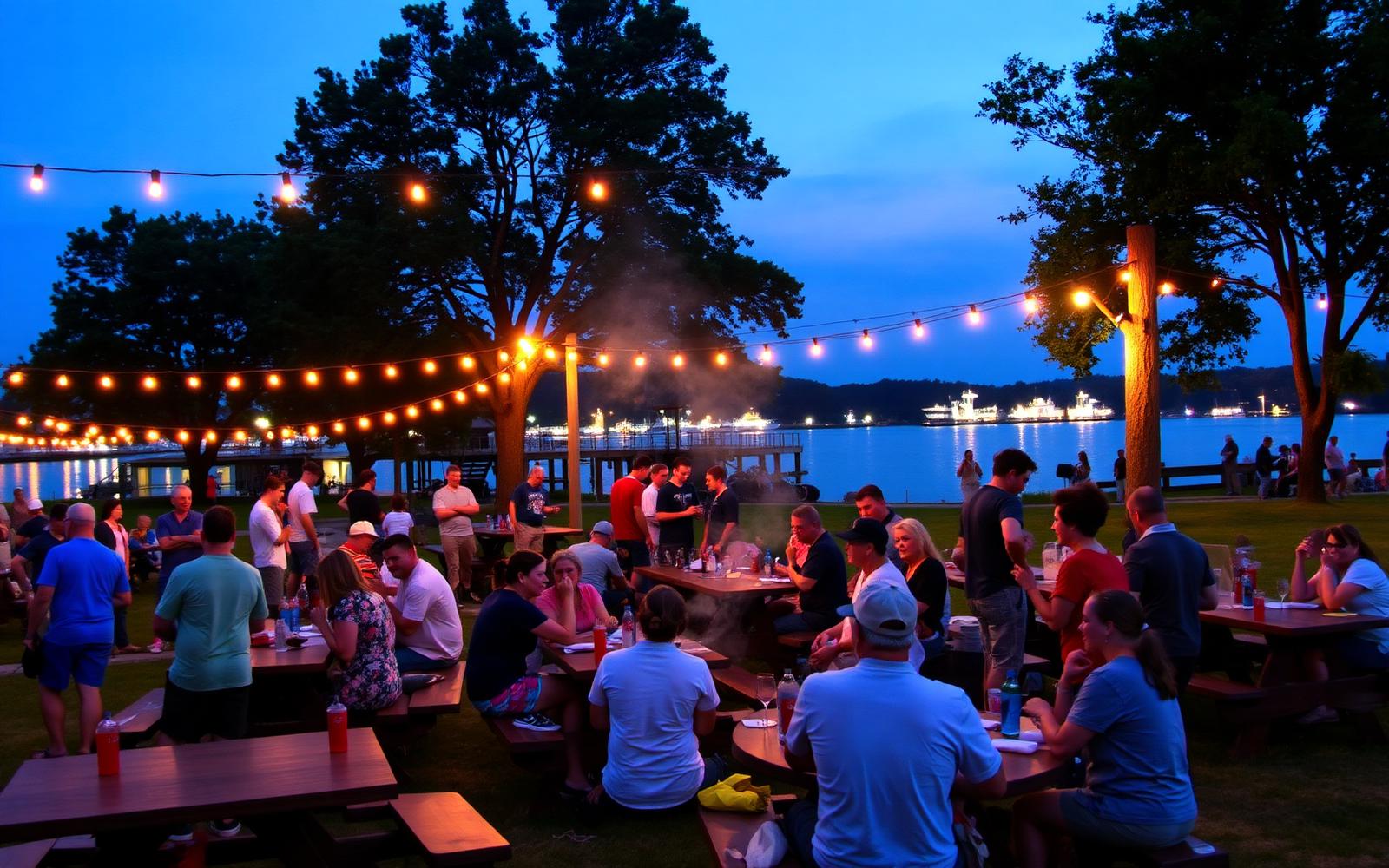 Riverfront community BBQ celebration